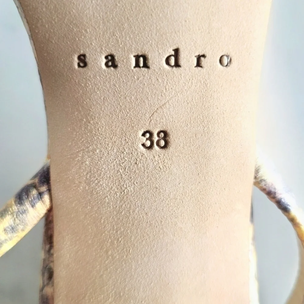 SANDRO Maeva Snake-Effect Leather Sandals, Size 8, Multicolor, NIB